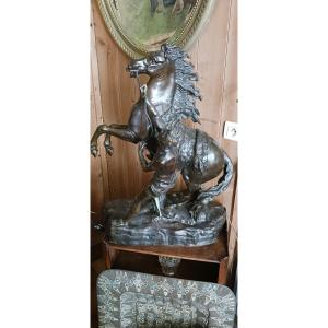 Important Bronze 'les Chevaux De Marly' d'époque XIXe Siècle