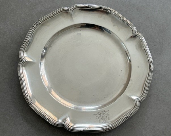 Covered Bowl On Display In Sterling Silver With Coat Of Arms Louis XVI Style-photo-4