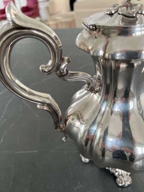 Large Silver Coffee Pot / Jug Goldsmith Alphonse Debain-photo-3