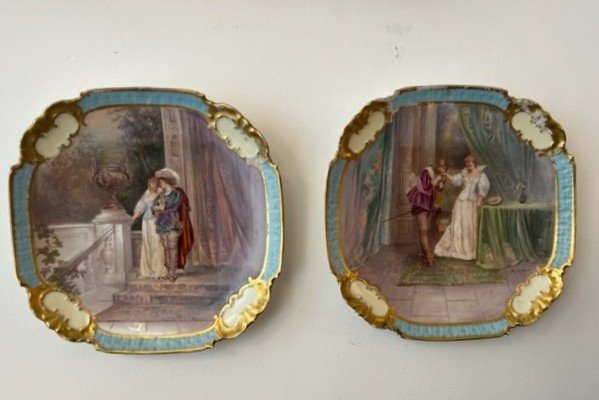 Limoges Porcelain Dish Galante Scene Hand Painted Signed-photo-8