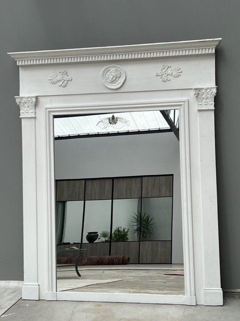 Large Trumeau Mirror In Painted Wood XIXth