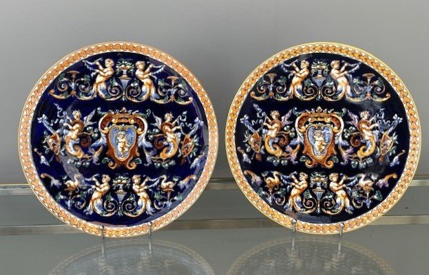 Pair Of Gien Earthenware Dish Renaissance Decor