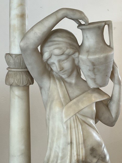 Sculpture En Albâtre De Cipriani La Porteuse d'Eau -photo-1
