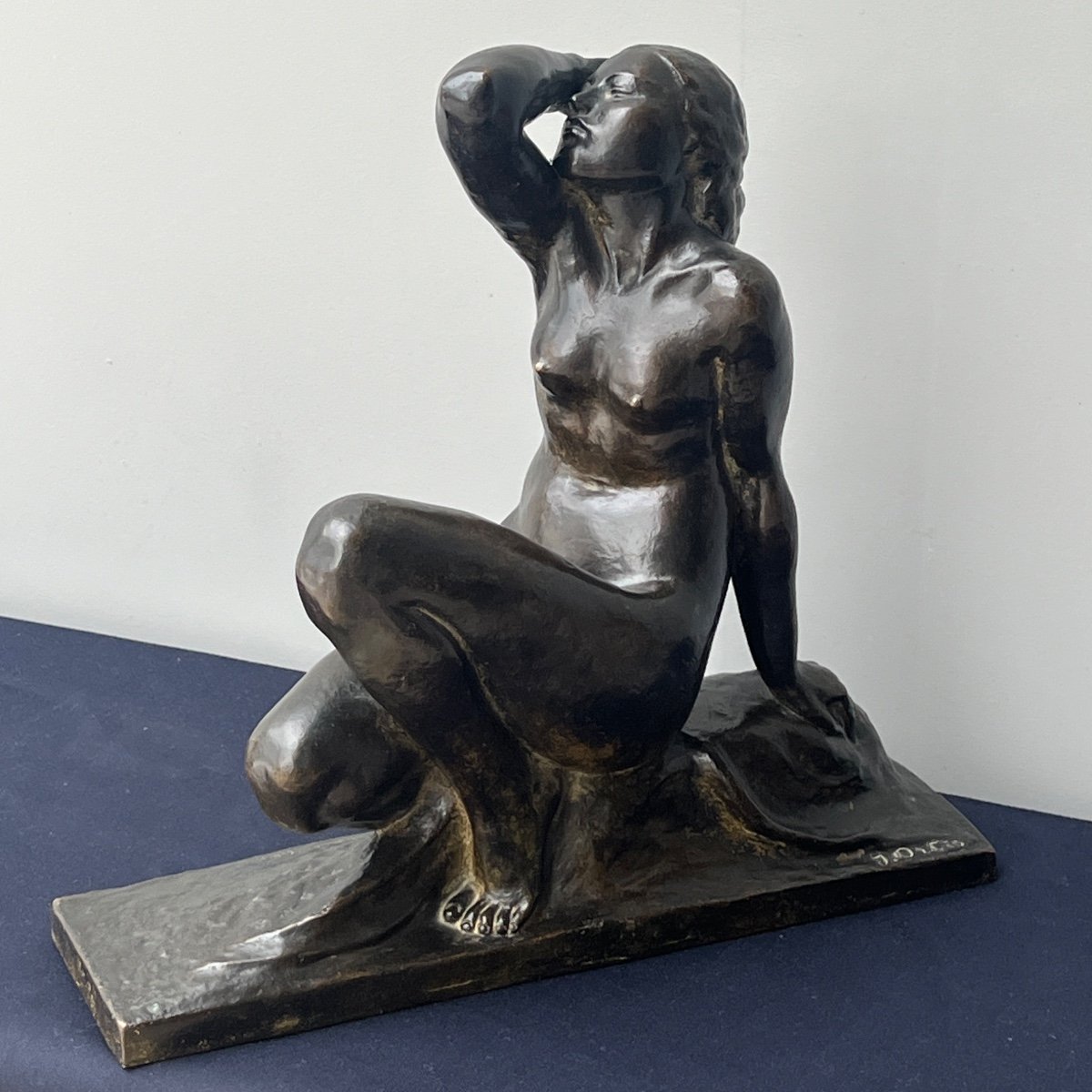 Jean Ortis (amedeo Genneralli) Art-deco Bather In Lost Wax Bronze Susse Frères -photo-4