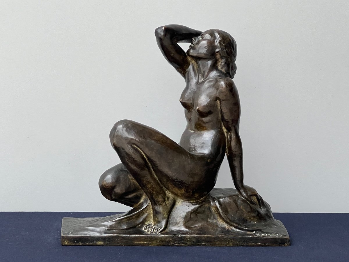 Jean Ortis (amedeo Genneralli) Art-deco Bather In Lost Wax Bronze Susse Frères -photo-1