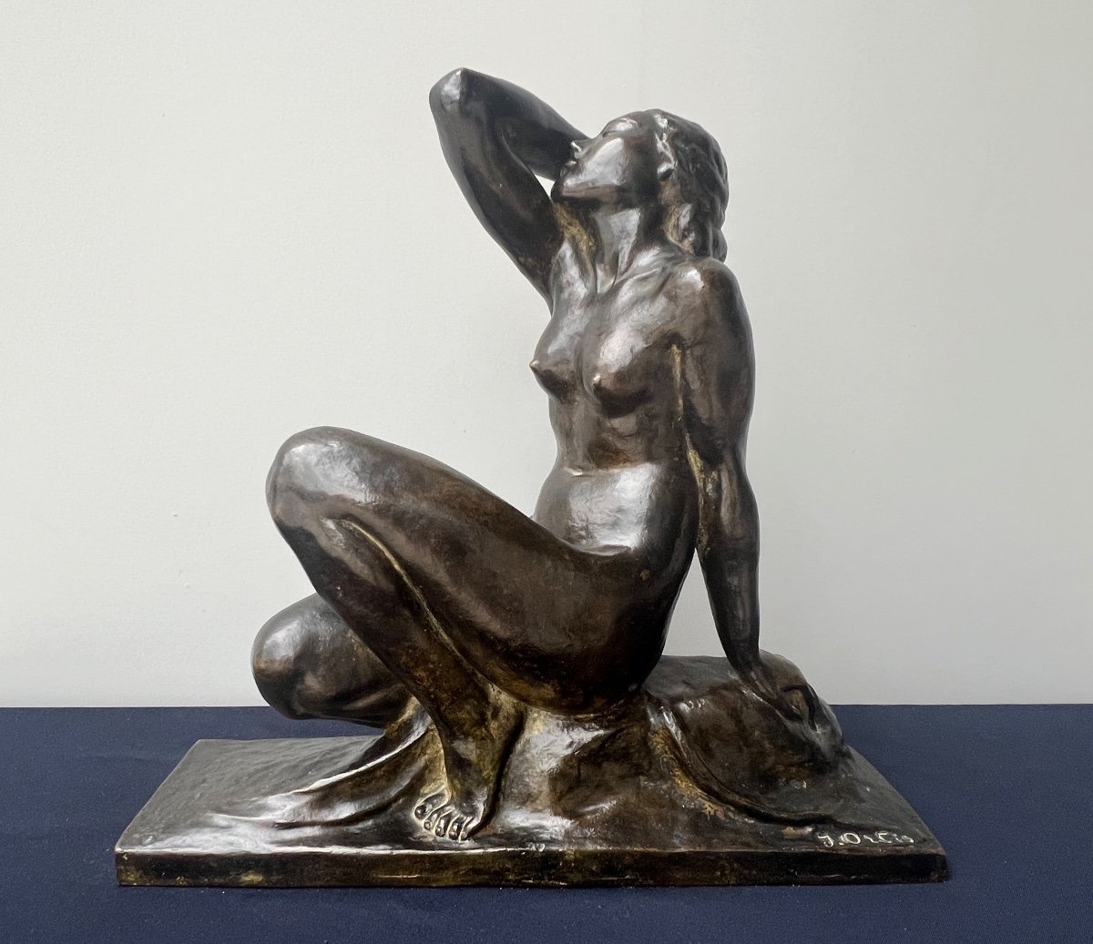 Jean Ortis (amedeo Genneralli) Art-deco Bather In Lost Wax Bronze Susse Frères 