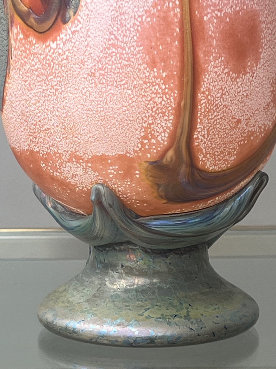 Guyot & Aconito In Biot 20th Century Blown Glass Vase -photo-3