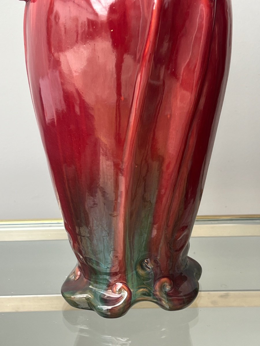 Pair Of Art-nouveau Delphin Massier Vases In Vallauris -photo-3