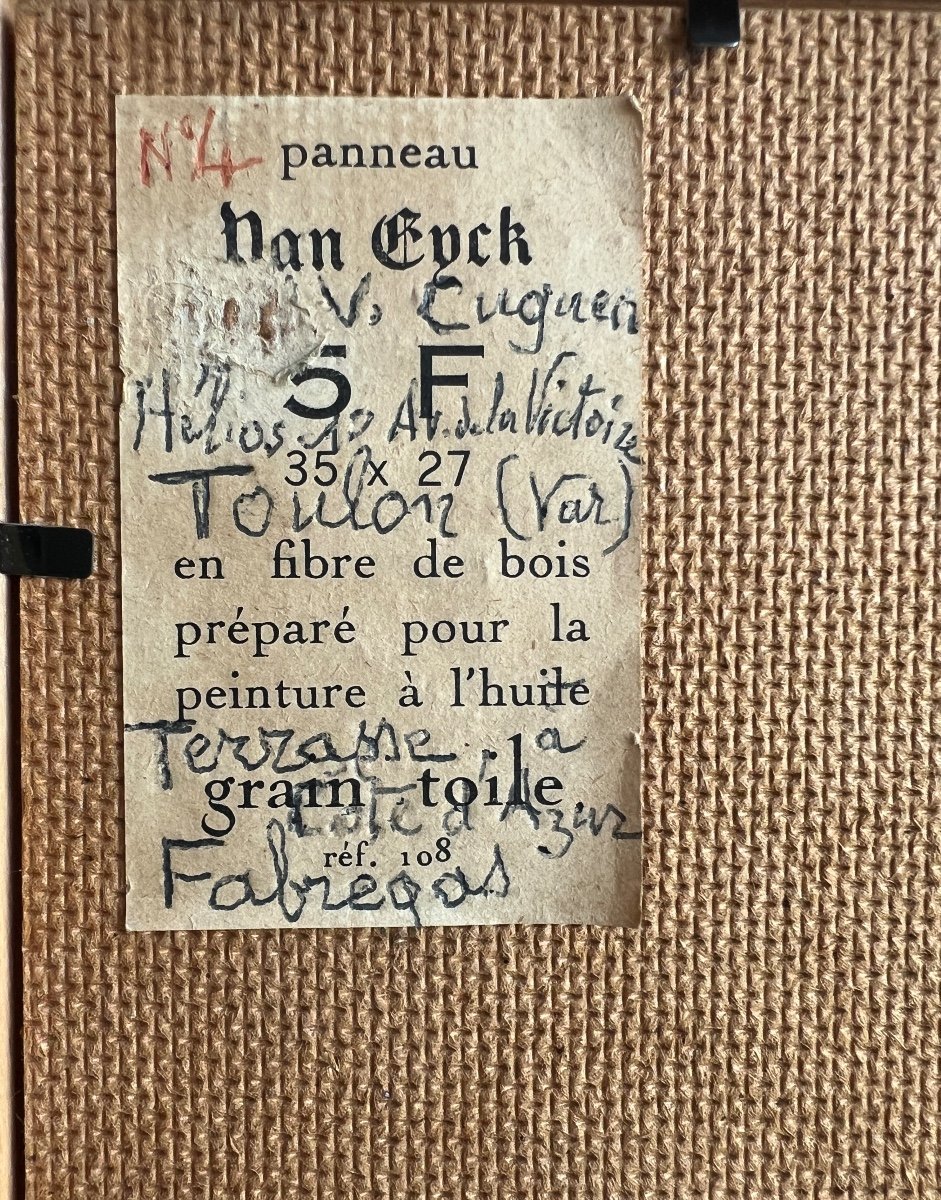 Tableau De Victor Louis  Cuguen 1882-1969 Terrasse à Fabregas Côte d'Azur-photo-3