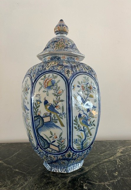 Vase / Potiche Couverte De Foumaintraux Courquin à Desvres Décor Delft 