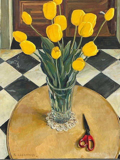 Raymond Legrand 1929-1999 Still Life With Yellow Tulips -photo-3