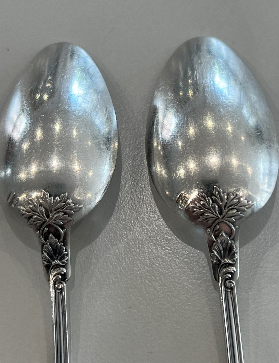 12 Sterling Silver Coffee Spoons Minerve Henri Soufflot -photo-2