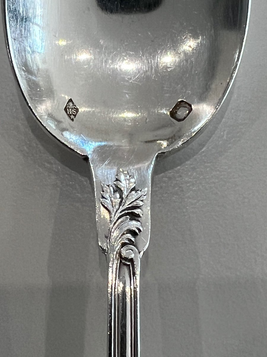 12 Sterling Silver Coffee Spoons Minerve Henri Soufflot -photo-3