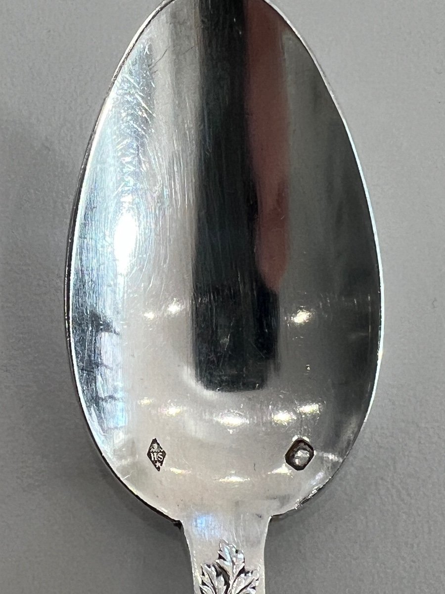 12 Sterling Silver Coffee Spoons Minerve Henri Soufflot -photo-5