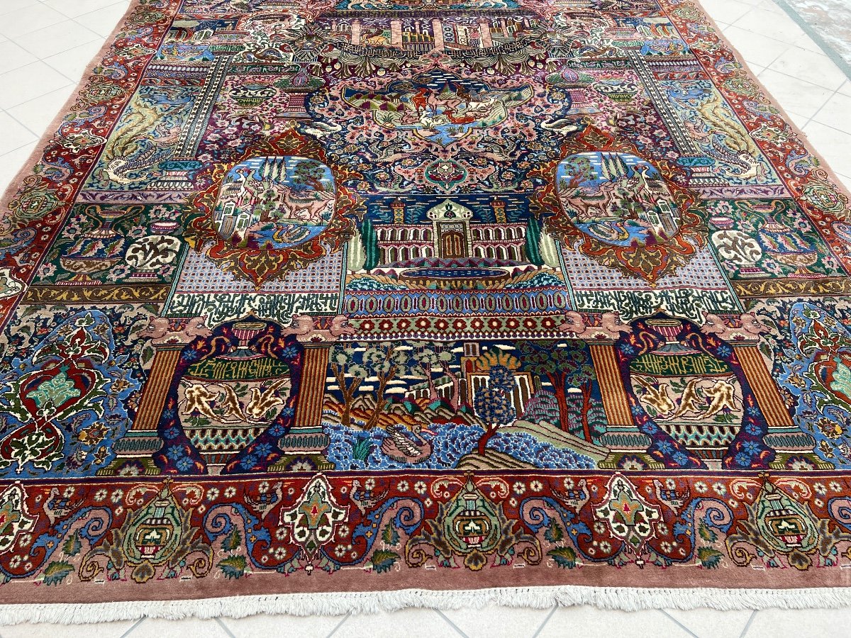 Grand Tapis Persan  En Laine Fait Main 3m85 x 2m88