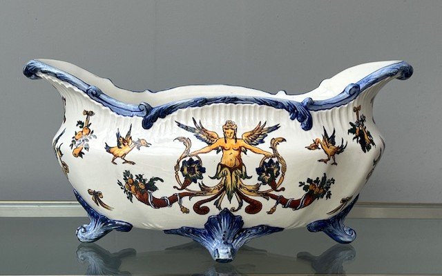 Gien Faience Planter Italian Renaissance Decor 1875-photo-2