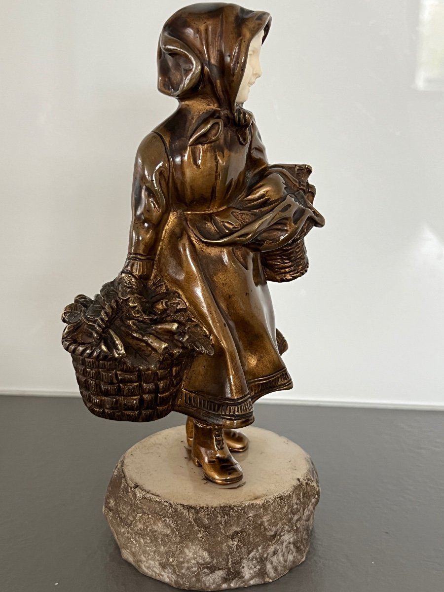 Fortunato Gory (1895-1925) Chryselephantine Statuette Little Girl With Baskets -photo-4