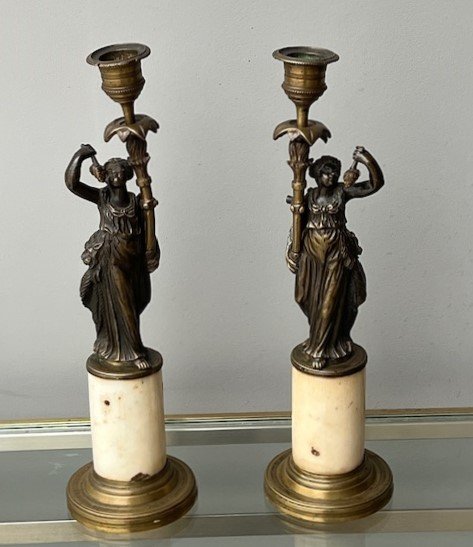 Pair Of Louis XVI Bronze Candlesticks 