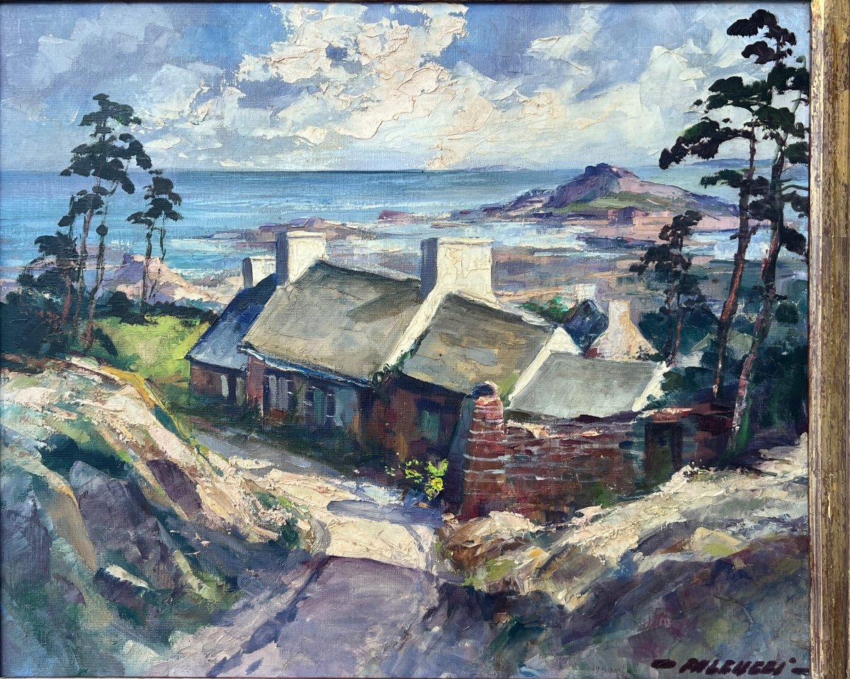 Tableau De Robert Falcucci 1900-1989 île De Bréhat En Bretagne-photo-3