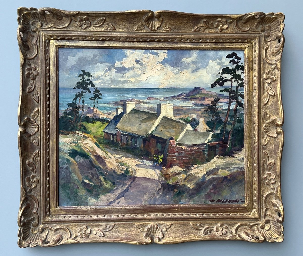 Tableau De Robert Falcucci 1900-1989 île De Bréhat En Bretagne