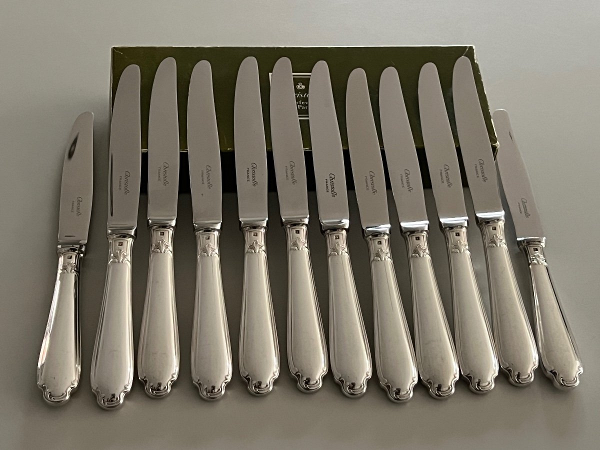 Christofle Pompadour Model 12 Dessert / Cheese / Dessert Knives  -photo-2