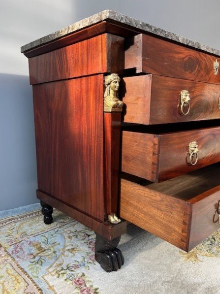 Empire Chest Of Drawers In Flamed Mahogany Return From Egypt-photo-4