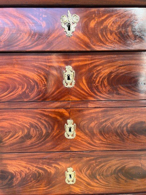 Empire Chest Of Drawers In Flamed Mahogany Return From Egypt-photo-1