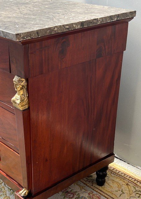 Empire Chest Of Drawers In Flamed Mahogany Return From Egypt-photo-3