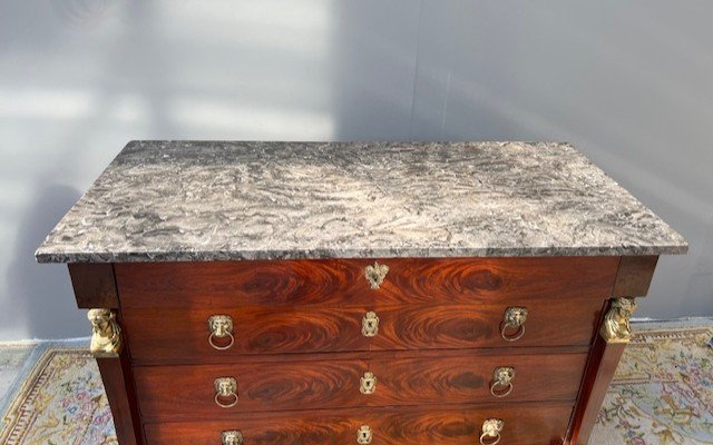 Empire Chest Of Drawers In Flamed Mahogany Return From Egypt-photo-6