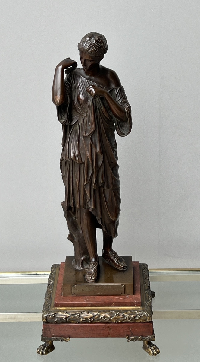 Diana Of Gabies In Bronze After Antique 19th Century -photo-3