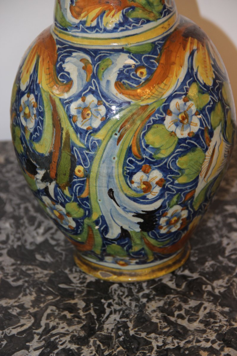 Venice XVIth Pair Of Vases Boule Polychrome Decor-photo-2