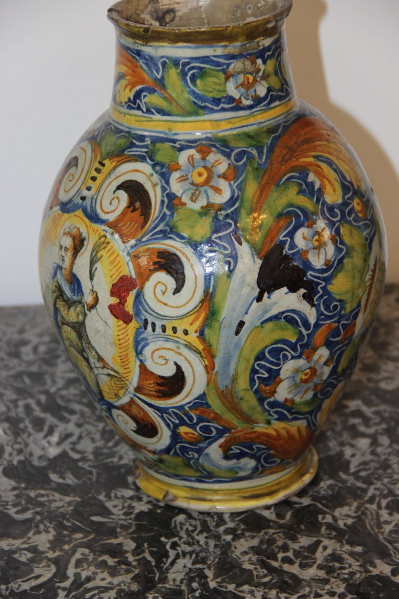 Venice XVIth Pair Of Vases Boule Polychrome Decor-photo-4