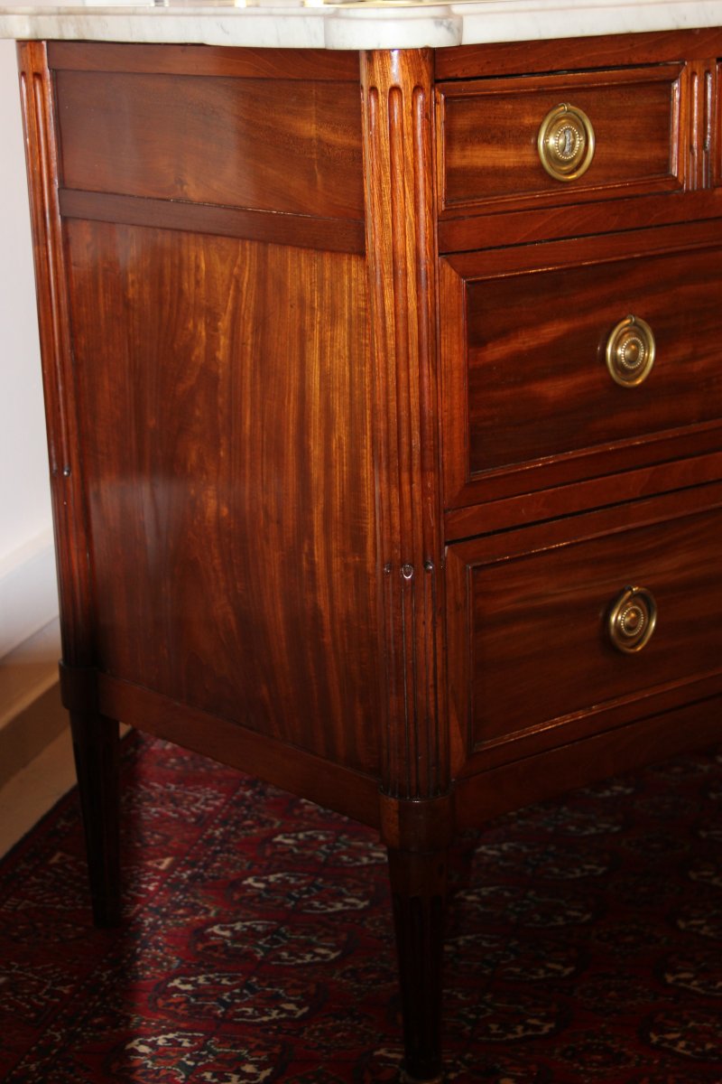 Louis XVI Period Commode In Mahogany Parisian Work-photo-4