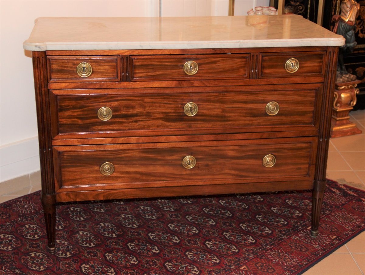 Louis XVI Period Commode In Mahogany Parisian Work