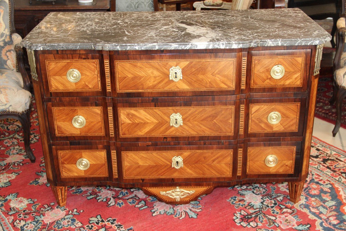 Commode d'époque Louis XVI en Marqueterie -photo-7