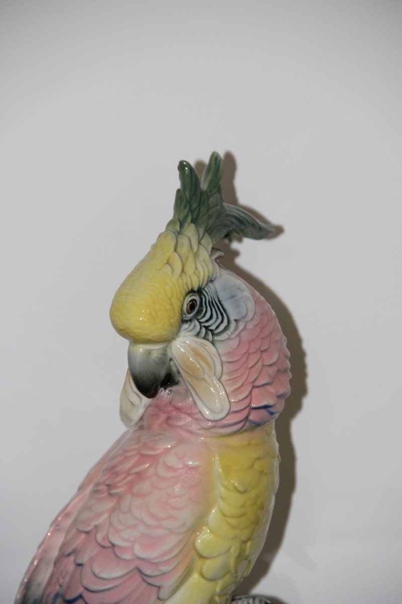 Saxe Porcelain Karl Ens Large Cockatoo Parrot 36.5 Cm High-photo-3