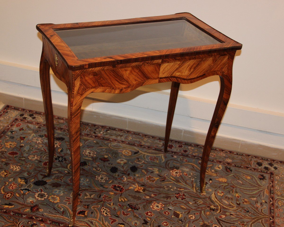 Flying Table Forming Louis XV Showcase In Marquetry-photo-4