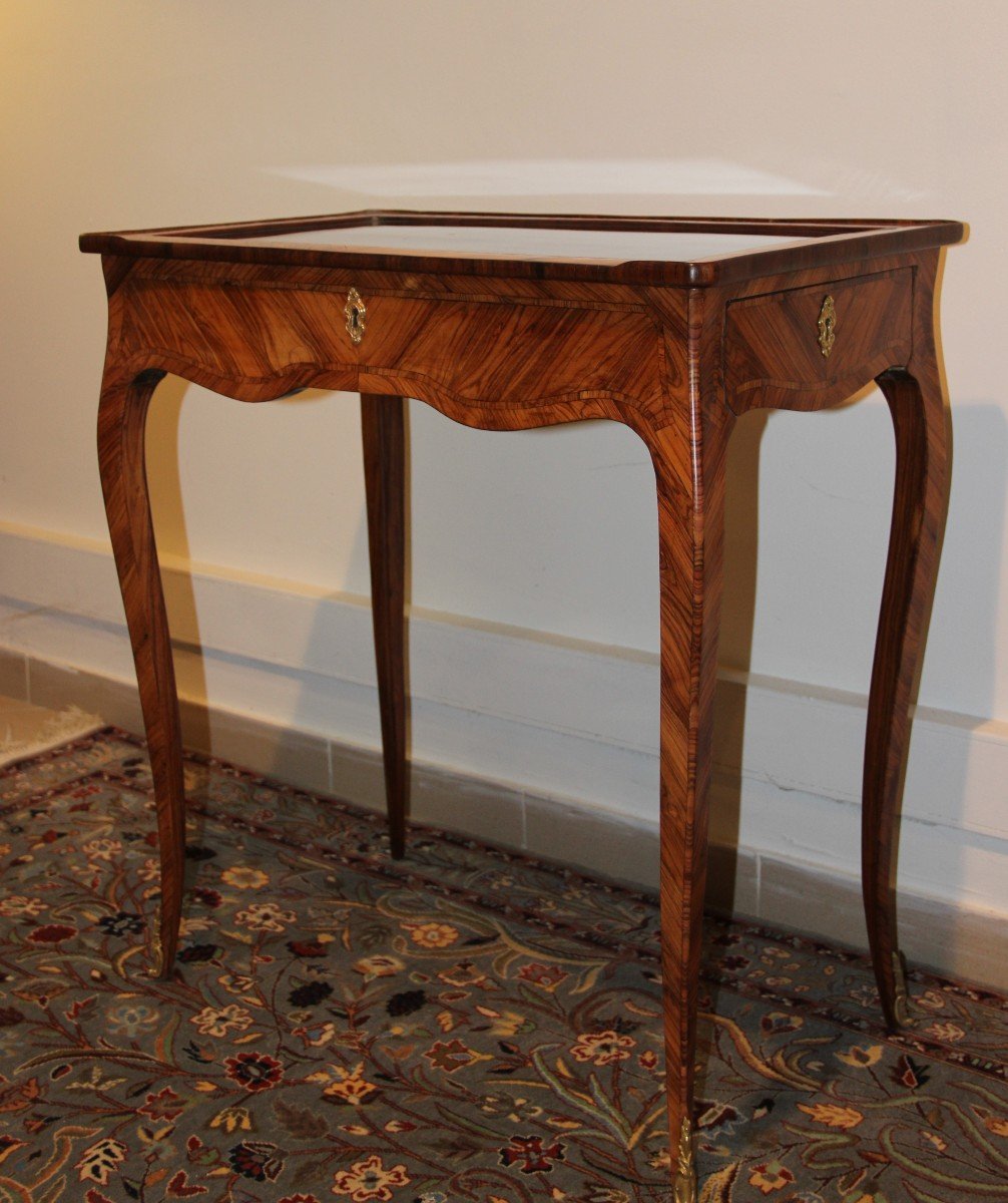 Flying Table Forming Louis XV Showcase In Marquetry-photo-1