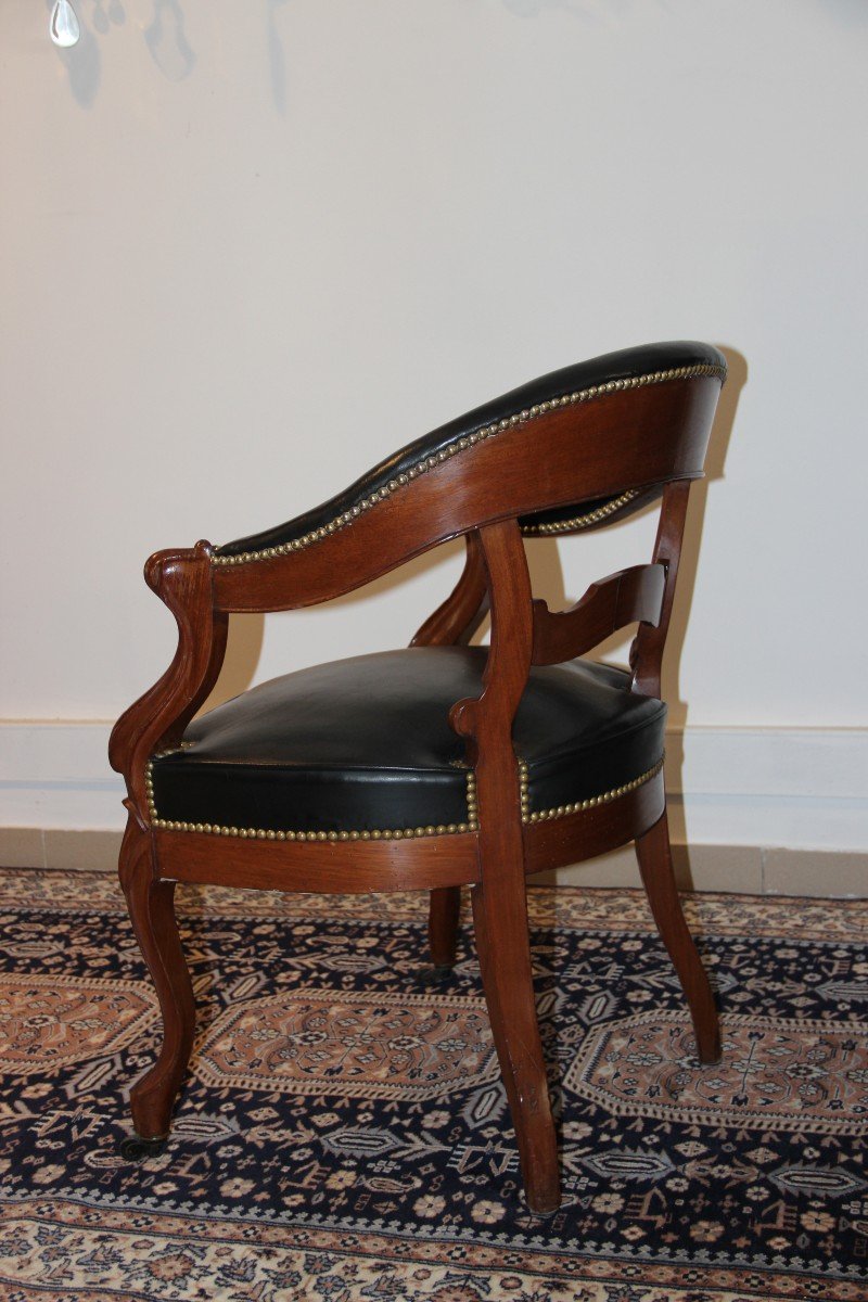 Office Chair In Mahogany And Leather XIXth Time-photo-2