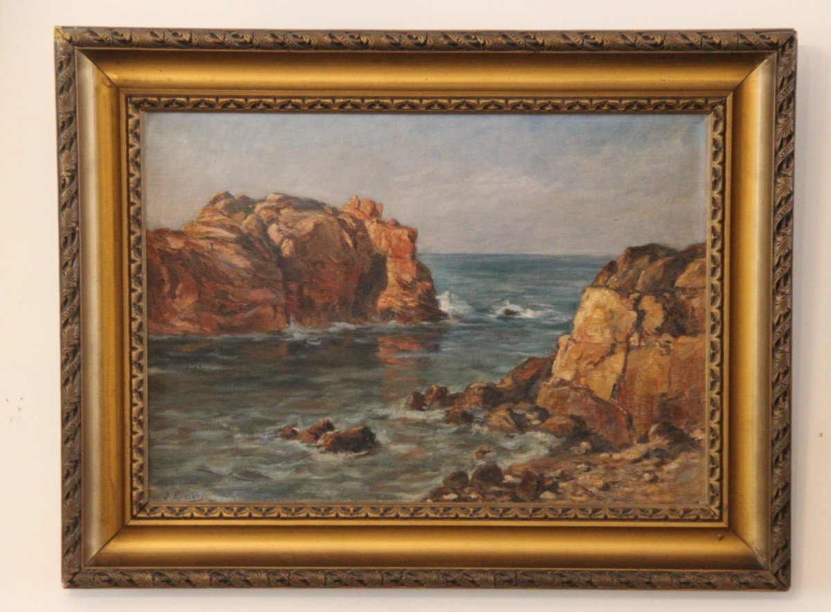 Rocher Du Paon île De Bréhat In Brittany Painted By Eysseric Joseph 1860-1932-photo-1