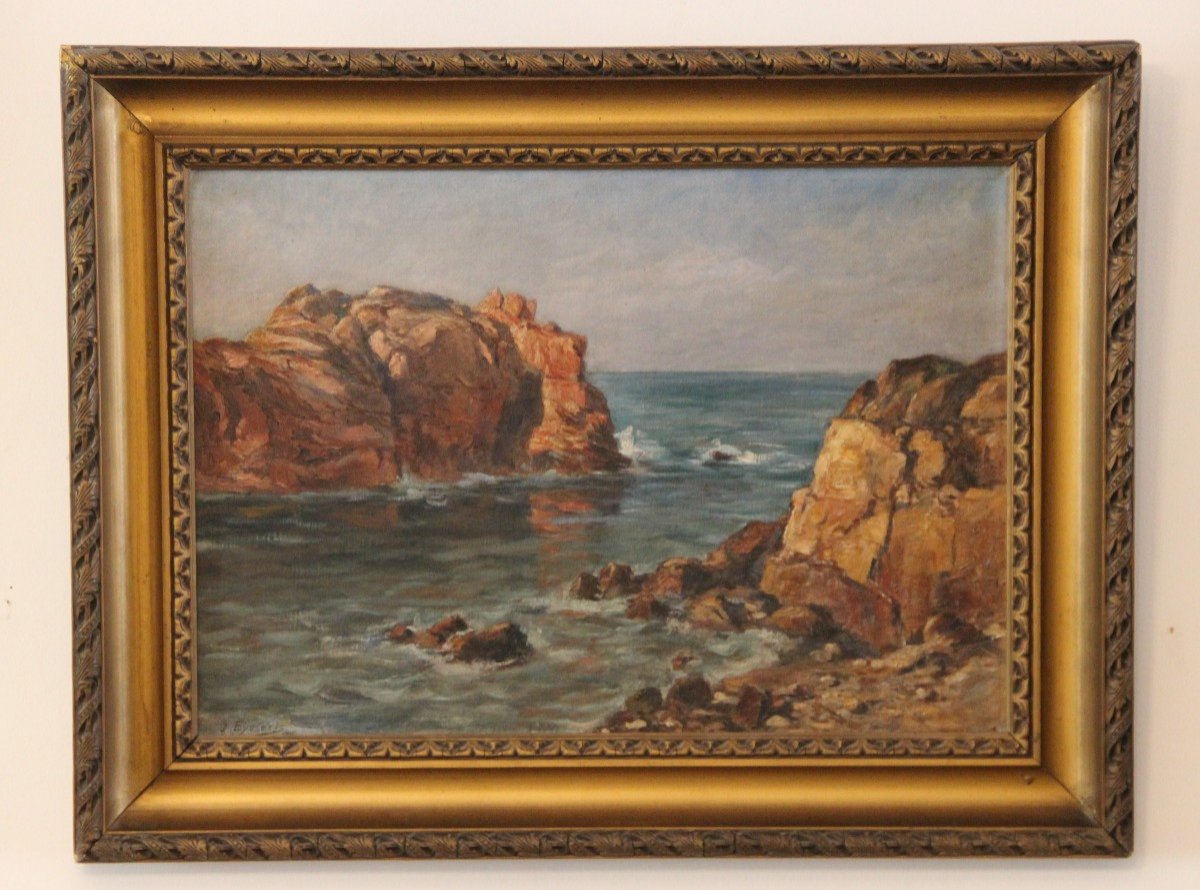 Rocher Du Paon île De Bréhat In Brittany Painted By Eysseric Joseph 1860-1932