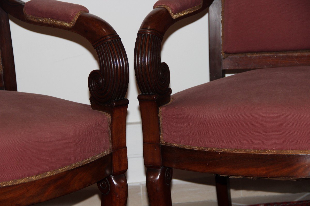 Pair Of Mahogany Restoration Period Armchairs-photo-2