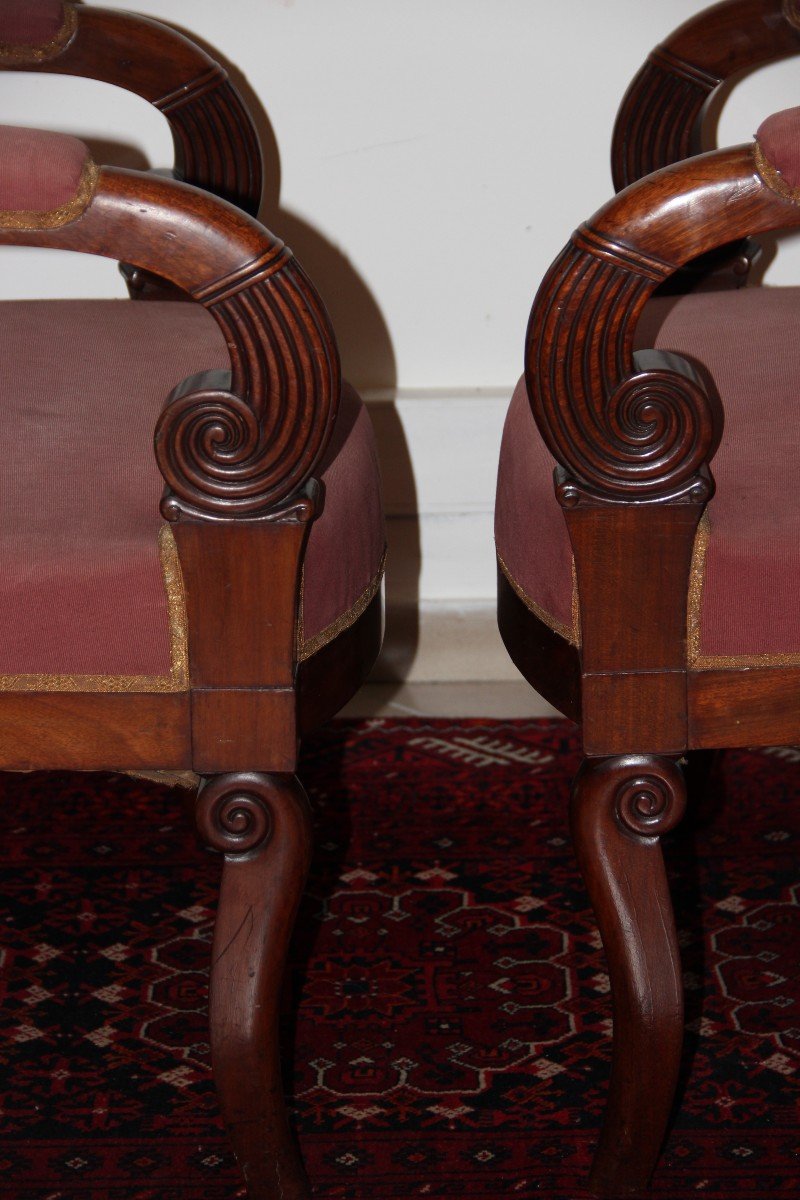 Pair Of Mahogany Restoration Period Armchairs-photo-3