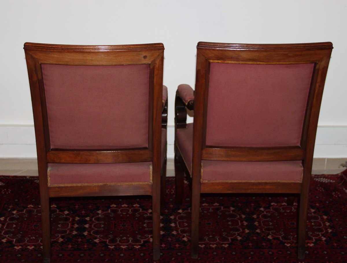 Pair Of Mahogany Restoration Period Armchairs-photo-3