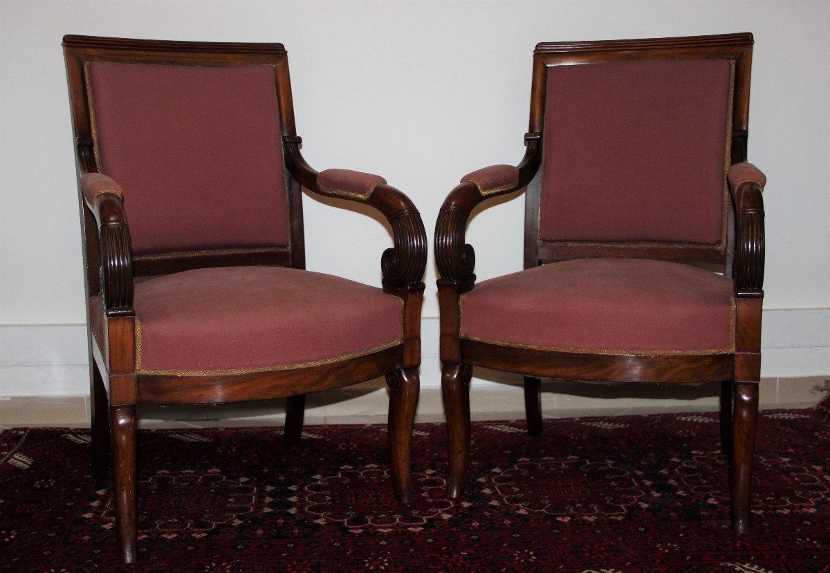 Pair Of Mahogany Restoration Period Armchairs-photo-5