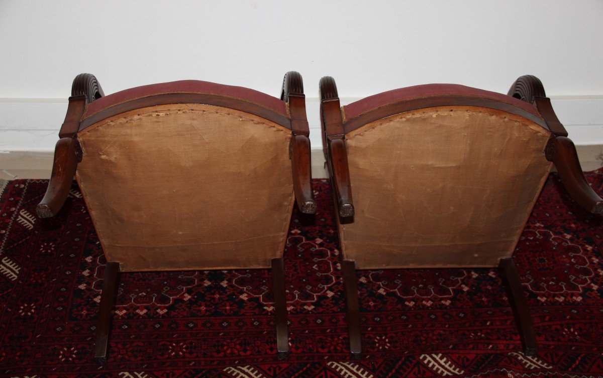 Pair Of Mahogany Restoration Period Armchairs-photo-6