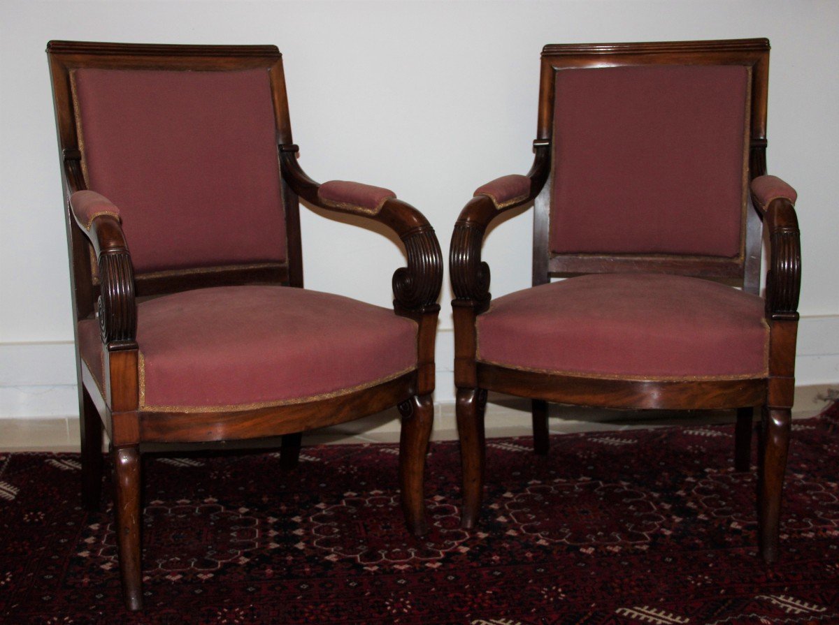 Pair Of Mahogany Restoration Period Armchairs