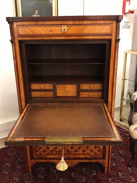 Secretary Of Lady Louis XVI In Marquetry Of Cubes-photo-2