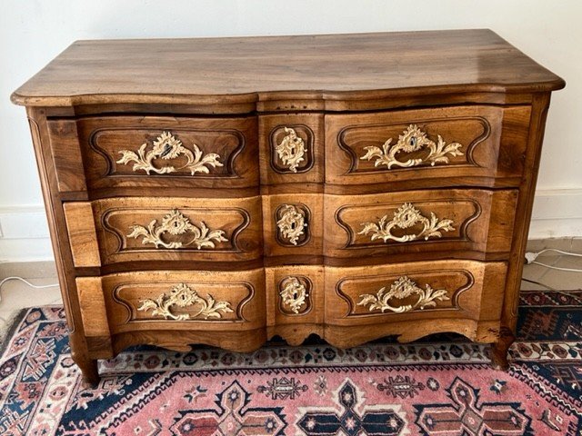 Provençal Crossbow Commode Louis XV Period In Walnut-photo-2