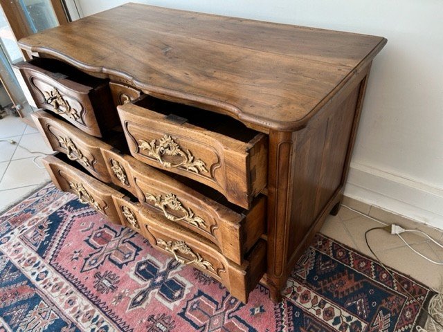 Commode Provençale Arbalète d'Epoque Louis XV En Noyer-photo-2